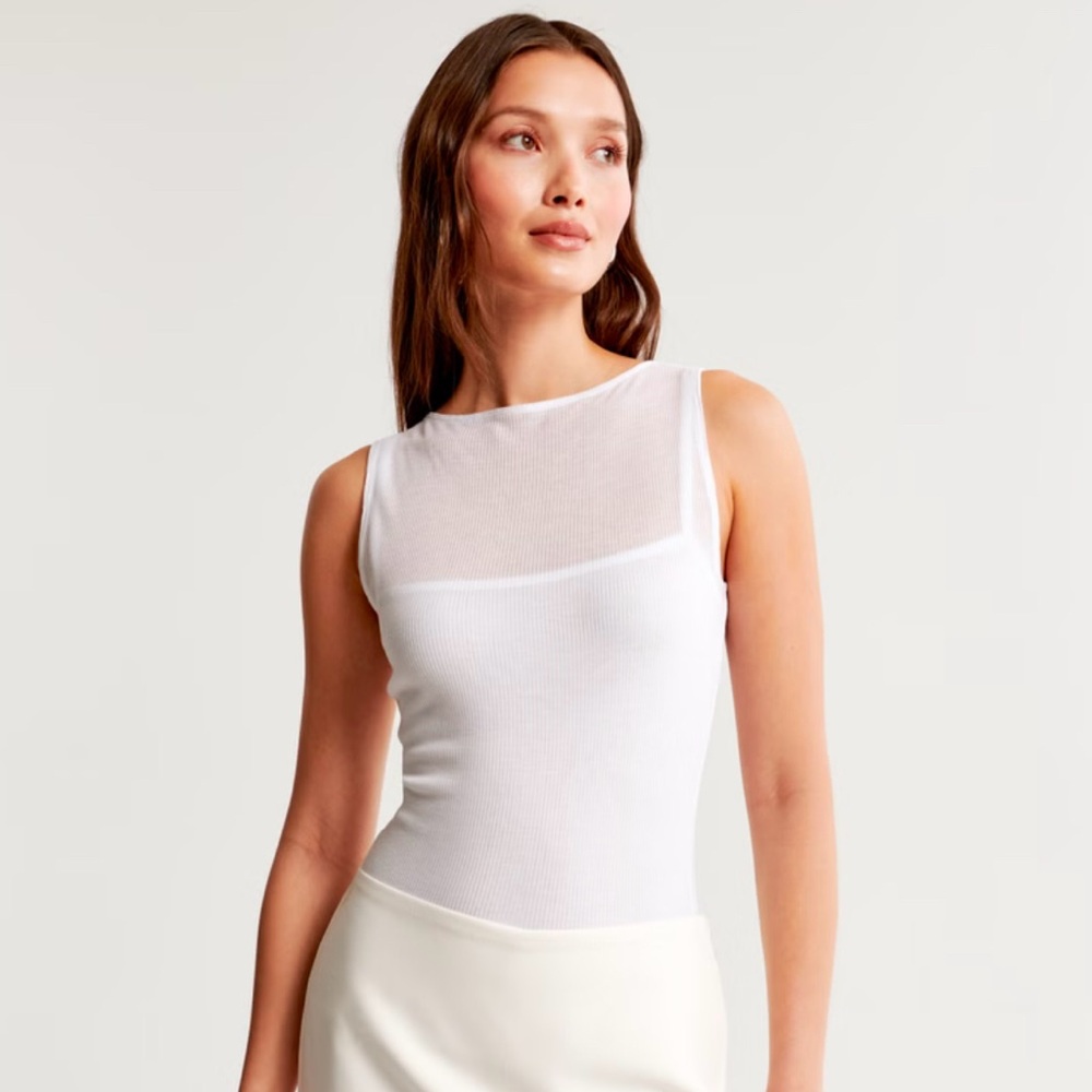Abercrombie and Fitch, Sheer White Sleeveless Top